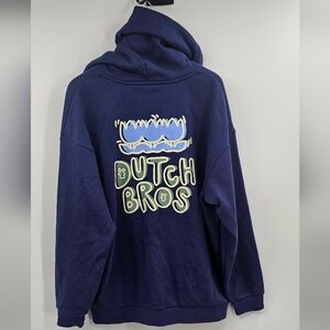 Dutch Brothers Blue Zip-Up Sweatshirt Size XL